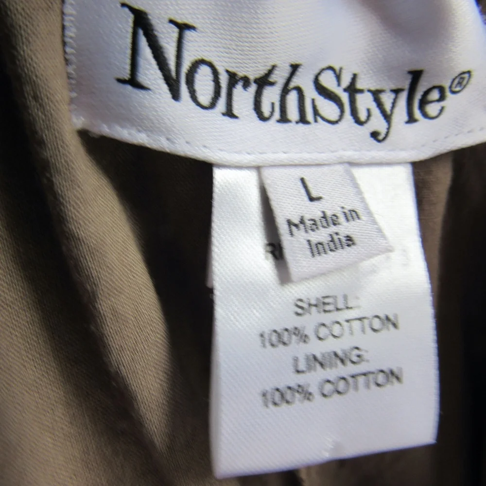 Brown Gauze Fully Lined Pants L 100 Cotton Elastic Buttons Pull on North Style - Picture 5 of 8